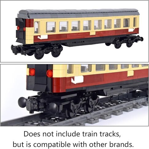 Train Building Block Rail Car Kit Single Carriage Expansion, Compatible with All Major Brands for MOC Trains in Saudi Arabia