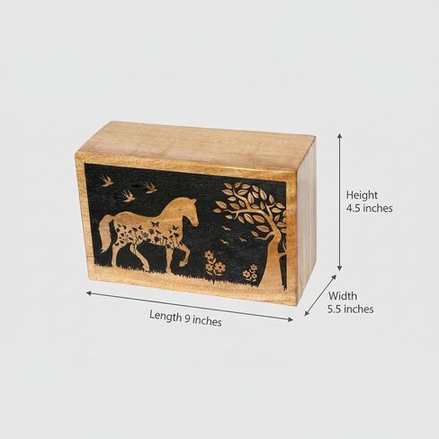 Handcrafted Horse Wooden Cremation Urns for Human Ashes Adult Large - Funeral Urn Box - Burial Urns for Columbarium (9X5.5X4.5) in Saudi Arabia
