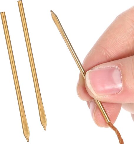 2 Pcs Sewing Leather Needles, Metal Single Hole Leather Rope Woven Needle, Single Prong Lacing Needles, Manual Lacing Threading Prong Steel Needle for Leathering Craft (Hole Diameter 0.2cm, 2.2 Inch) in Kuwait