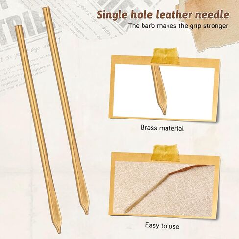 2 Pcs Sewing Leather Needles, Metal Single Hole Leather Rope Woven Needle, Single Prong Lacing Needles, Manual Lacing Threading Prong Steel Needle for Leathering Craft (Hole Diameter 0.2cm, 2.2 Inch) in Kuwait