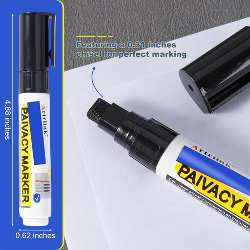 6Pcs Secure Marker Redacting Pen Identity Theft Protector Privacy Protection Stick Security Redaction Marker Pen for Blacks Out Private Information Sensitive Documents Mailing Addresses in Saudi Arabia