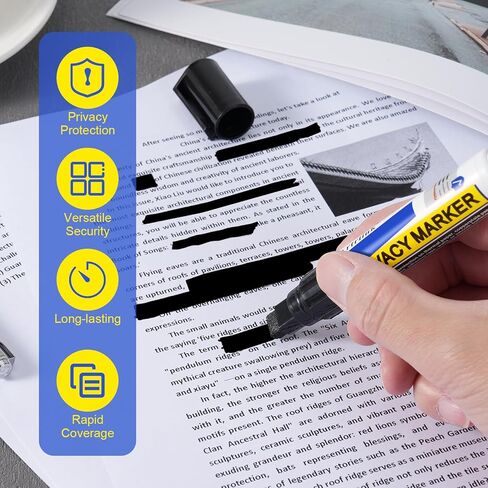 6Pcs Secure Marker Redacting Pen Identity Theft Protector Privacy Protection Stick Security Redaction Marker Pen for Blacks Out Private Information Sensitive Documents Mailing Addresses in Saudi Arabia