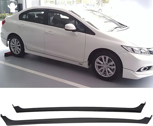 Side Skirts Compatible with 2012-2015 Honda Civic, MD Style Black PP Sideskirt Rocker Moulding Air Dam Chin Diffuser Bumper Lip Splitter by IKON MOTORSPORTS in Kuwait