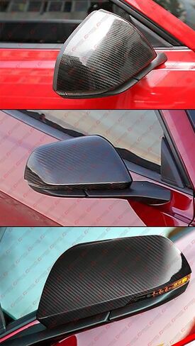 Full Carbon Fiber OE Style Add-on Side Mirror Covers Caps Compatible With 2024-2026 Ford Mustang With LED Turn Signal Light in Kuwait