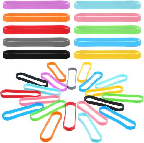 50PCS Colorful Silicone Rubber Bands, 3In Elastic Rubber Wrapping Bands for Books, Cook Box Packaging, Office Supplies (Standard Elastic) in Kuwait