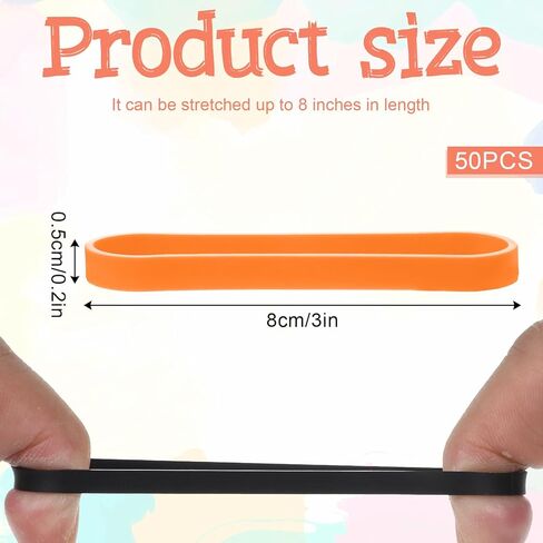 50PCS Colorful Silicone Rubber Bands, 3In Elastic Rubber Wrapping Bands for Books, Cook Box Packaging, Office Supplies (Standard Elastic) in Kuwait