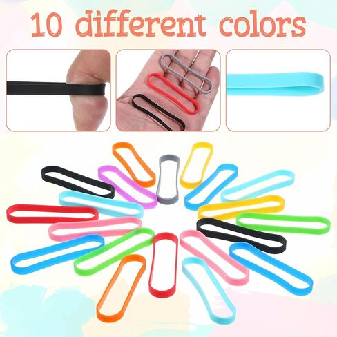 50PCS Colorful Silicone Rubber Bands, 3In Elastic Rubber Wrapping Bands for Books, Cook Box Packaging, Office Supplies (Standard Elastic) in Kuwait