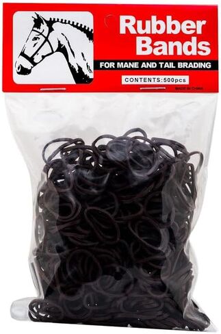Jeffers Equine Rubber Braiding Bands – 500 Pack Black – Mane & Tail Braiding, Plaiting, Styling, Ponytail Accessories – Safe Grooming Tools for Horses, Ponies – Travel Kit Supplies in Kuwait