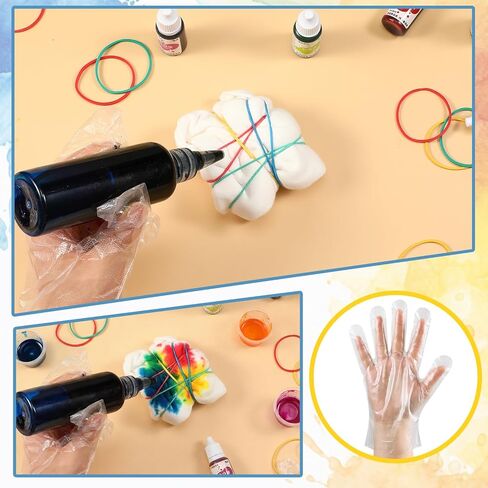 100 Pcs Rubber Bands Kit for Tie Dye Projects Craft Project Colorful Elastic Rubber Band with 100 Pairs Gloves 100 Sealed Bags for Office Supplies Tie Dye Accessories in Kuwait