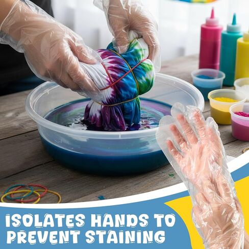 100 Pcs Rubber Bands Kit for Tie Dye Projects Craft Project Colorful Elastic Rubber Band with 100 Pairs Gloves 100 Sealed Bags for Office Supplies Tie Dye Accessories in Kuwait