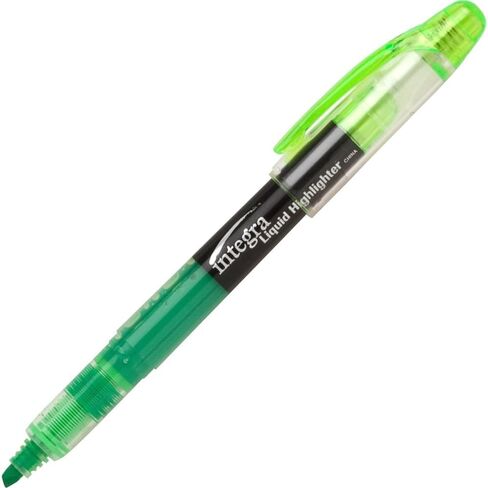 Integra 33314 Liquid Ink Highlighter,Chisel Tip, 12/PK, Fluorescent GN in Kuwait