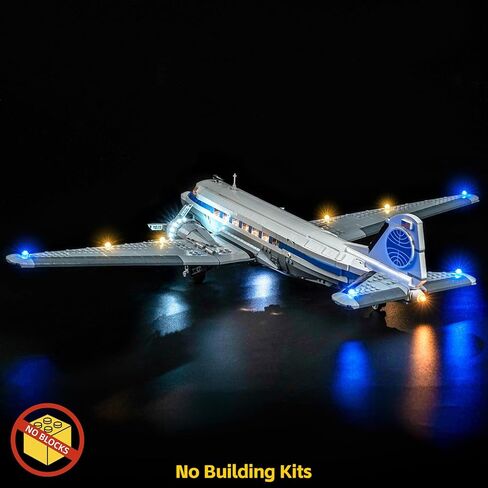 مصابيح LED BrickBling متوافقة مع طائرة Lego Douglas DC-3 PAN AM، مجموعة إضاءة إبداعية متوافقة مع Lego 11378 (الأضواء فقط، لا تأتي مع الطراز) (إضاءة الإصدار الكلاسيكي) in Kuwait