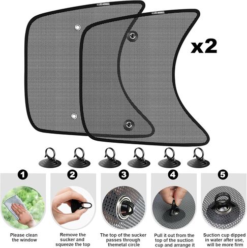 2PCS 23.6"x21.6" Semi Truck Side Window Shade, Mesh Sunshade for Peterbilt 389 Volvo VNL Freightliner Cascadia Argosy, Sun Blocking UV Protection with Suction Cup, All Season Cab Accessories in Saudi Arabia