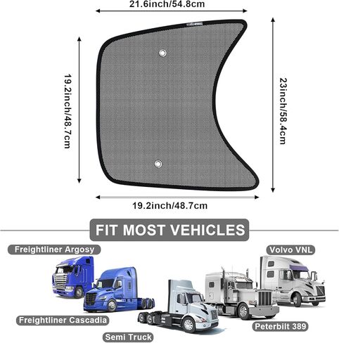 2PCS 23.6"x21.6" Semi Truck Side Window Shade, Mesh Sunshade for Peterbilt 389 Volvo VNL Freightliner Cascadia Argosy, Sun Blocking UV Protection with Suction Cup, All Season Cab Accessories in Saudi Arabia