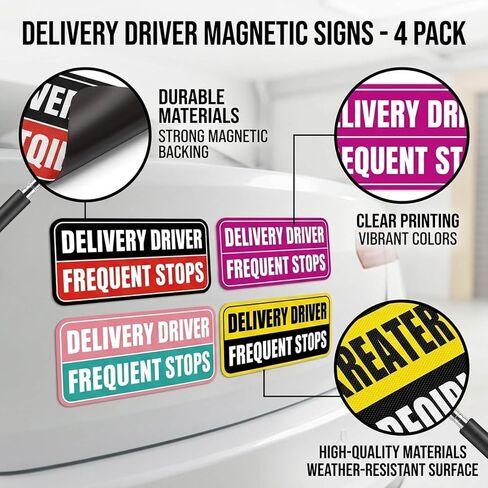 Set of 4 Magnetic Car DecalsDelivery Driver Magnet for Car, USPS Magnetic Car Signs, Mail Carrier Accessories, Vehicle Stickers for Professional Delivery Services in Saudi Arabia