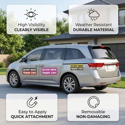 Set of 4 Magnetic Car DecalsDelivery Driver Magnet for Car, USPS Magnetic Car Signs, Mail Carrier Accessories, Vehicle Stickers for Professional Delivery Services in Saudi Arabia
