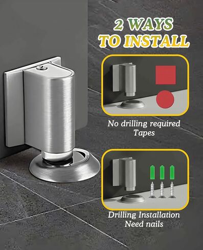 2 Pack Magnetic Door Stopper Wedge Catch, Heavy Duty Windproof Keep Door Open Holder, No Drill Invisible Floor Mounted Doorstops in Saudi Arabia