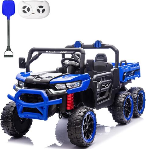 24V Side by Side 6 Wheel Ride On Dump Truck, 4WD Battery Powered Electric Car for Boys and Girls Outdoors with Remote Control, Bluetooth, Green in Kuwait