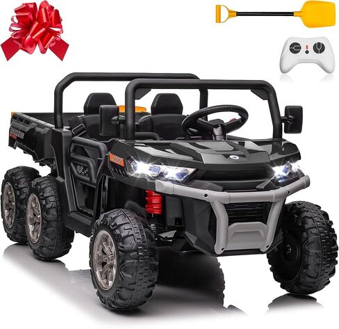 24V Ride On Dump Truck Car for Big Kids 2 Seater XL, 4WD 6-Wheels Battery Powered Ride On Toy with Remote Control, 800W Powerful Motors, Dump Bed & Shovel, Electric UTV for Boys Girls in Saudi Arabia