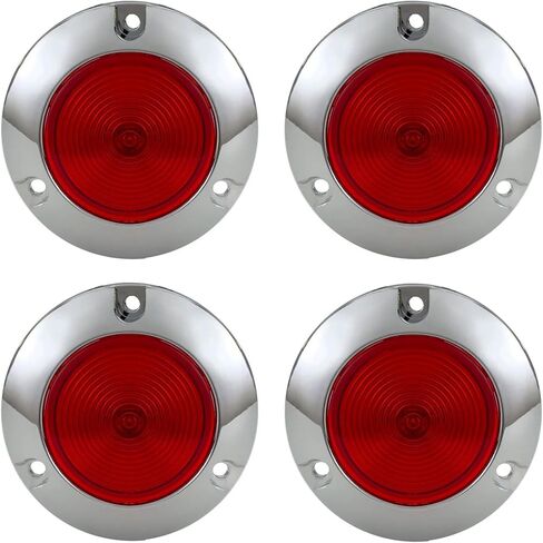 Tough Grade 3" Round Red LED Surface Mount Trailer Mount | 12V Waterproof PC Lens | Black or Chrome Trim | Clearance/Marker Light (Black Trim, 2) in Saudi Arabia