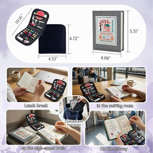 majusaccessory Embroidery Stitch Book Kit for Beginners,106 Patterns & 27 Full Tool Set with Video Instructions, Portable All in One Kit for Stress Relief & Relaxation, Perfect for Leisure Time, Gift in Saudi Arabia