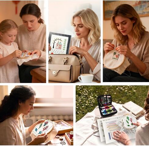 IF FEEL Embroidery Stitch Book Kit for Beginners - Upgraded Removable 106 Patterns with Extra Thick Threads, Needles & Full Tool Set, Washable Fabric Pages DIY Sewing Practice Book in Saudi Arabia
