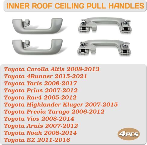 4PCS Front & Rear Interior Roof Grab Handles for Toyota Corolla, 4Runner, Yaris, Prius, RAV4 2005-2021, Replacement 74610-52030 74610-52020 in Saudi Arabia