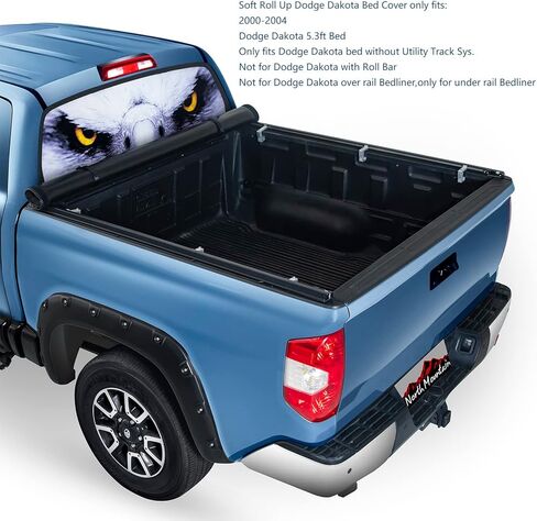 North Mountain Soft Roll Up Truck Tonneau Cover for Dodge Dakota 5.3ft Truck Bed/Fits 2000-2004 Dodge Dakota 5.3ft Pickup 63" Feetside Bed/Not for Truck with Rambox in Saudi Arabia