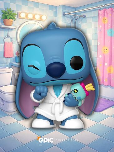 Funko Pop! Disney: Lilo & Stitch - Stitch in Robe Limited Edition Exclusive Vinyl Figure Collectibles Bundled with Box Protector in Kuwait