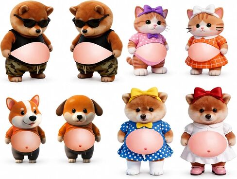 8PCS Cat Belly Door Stop, Belly Door Stopper, Cat Doors Stop, Belly Stickers, Squeezable Anti-Collision Bumper with Sunglass Dogs and Apron Cats in Saudi Arabia