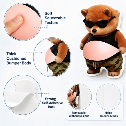 8PCS Cat Belly Door Stop, Belly Door Stopper, Cat Doors Stop, Belly Stickers, Squeezable Anti-Collision Bumper with Sunglass Dogs and Apron Cats in Saudi Arabia