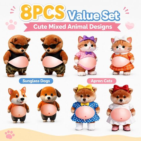 8PCS Cat Belly Door Stop, Belly Door Stopper, Cat Doors Stop, Belly Stickers, Squeezable Anti-Collision Bumper with Sunglass Dogs and Apron Cats in Saudi Arabia