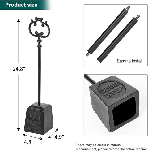 Sungmor Heavy Duty Cast Iron Door Stop, 11 lb Vintage Weighted Door Stopper with Handle, Rustic Black Decorative Floor Stop for Home, Office, Patio and Garden in Kuwait