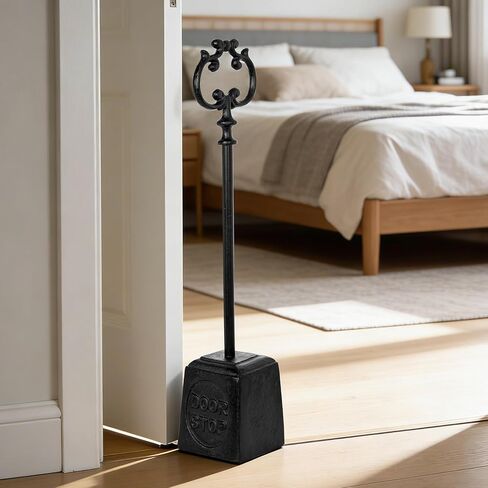 Sungmor Heavy Duty Cast Iron Door Stop, 11 lb Vintage Weighted Door Stopper with Handle, Rustic Black Decorative Floor Stop for Home, Office, Patio and Garden in Kuwait