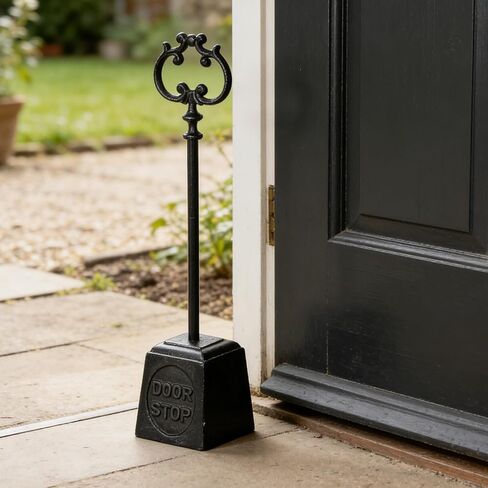 Sungmor Heavy Duty Cast Iron Door Stop, 11 lb Vintage Weighted Door Stopper with Handle, Rustic Black Decorative Floor Stop for Home, Office, Patio and Garden in Kuwait
