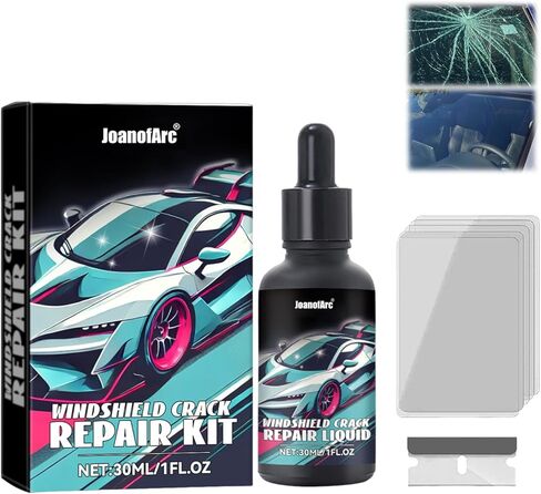 JoanofArc Windshield Repair Kit, Car Glass Repair Kit Quick Fix for Chips & Cracks, Windshield Crack Repair-Kit, Cracks Gone Glass Kit, Automotive Windscreen Tool, Nano Fluid Filler (1 Set) in Saudi Arabia