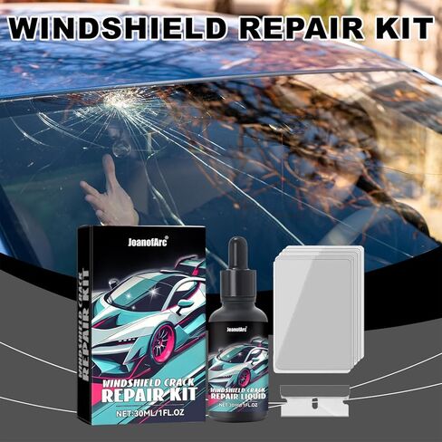 JoanofArc Windshield Repair Kit, Car Glass Repair Kit Quick Fix for Chips & Cracks, Windshield Crack Repair-Kit, Cracks Gone Glass Kit, Automotive Windscreen Tool, Nano Fluid Filler (1 Set) in Saudi Arabia