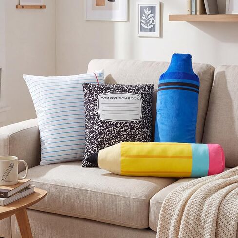 Peryiter 4 Pcs 16 Inch Back to School Throw Pillows First Day of School Classroom Decor Pencil Crayon Notebook Composition Shaped Plush Pillows for Reading Room Home Sofa Decor Teacher Gift in Kuwait