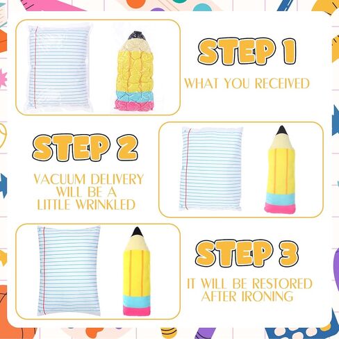 Peryiter 4 Pcs 16 Inch Back to School Throw Pillows First Day of School Classroom Decor Pencil Crayon Notebook Composition Shaped Plush Pillows for Reading Room Home Sofa Decor Teacher Gift in Kuwait