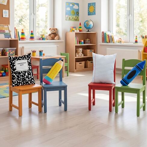 Peryiter 4 Pcs 16 Inch Back to School Throw Pillows First Day of School Classroom Decor Pencil Crayon Notebook Composition Shaped Plush Pillows for Reading Room Home Sofa Decor Teacher Gift in Kuwait