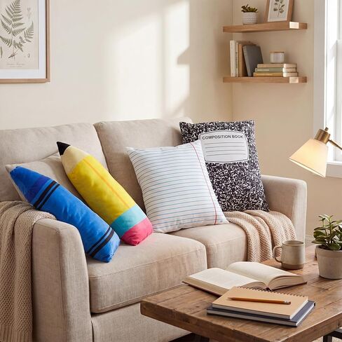 Peryiter 4 Pcs 16 Inch Back to School Throw Pillows First Day of School Classroom Decor Pencil Crayon Notebook Composition Shaped Plush Pillows for Reading Room Home Sofa Decor Teacher Gift in Kuwait