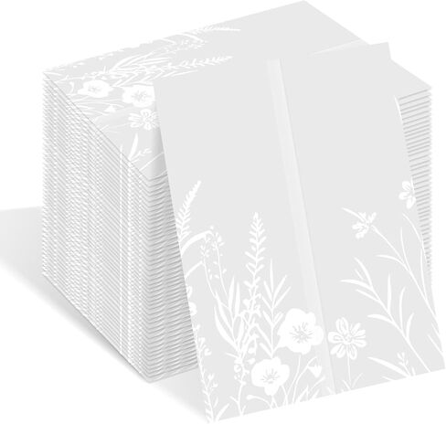 Uniclife 100 Pack Wedding Vellum Jackets for 5x7 Invitations, 115 GSM Translucent Vellum Paper Invitation Sleeves Pre-Folded Floral Wedding Invitation Wraps Wedding Invitation Accessories (Wildflower) in Kuwait