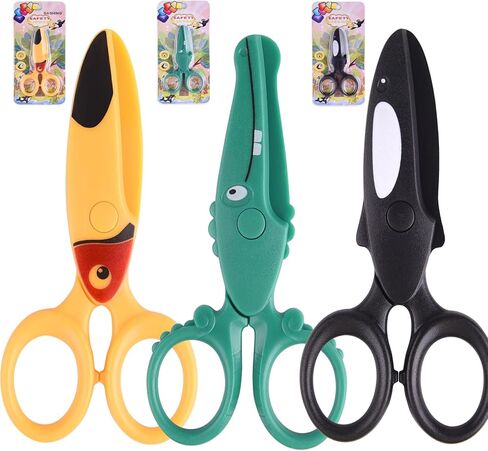 ASTARON Toddler Safety Scissors, Cute Crocodile Kids Preschool Training Scissors, Art Craft Plastic Scissors for Preschool Supplies and Scrapbooking Supplies in Kuwait