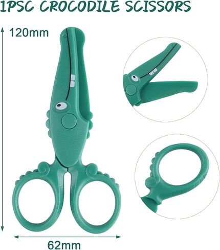 ASTARON Toddler Safety Scissors, Cute Crocodile Kids Preschool Training Scissors, Art Craft Plastic Scissors for Preschool Supplies and Scrapbooking Supplies in Kuwait