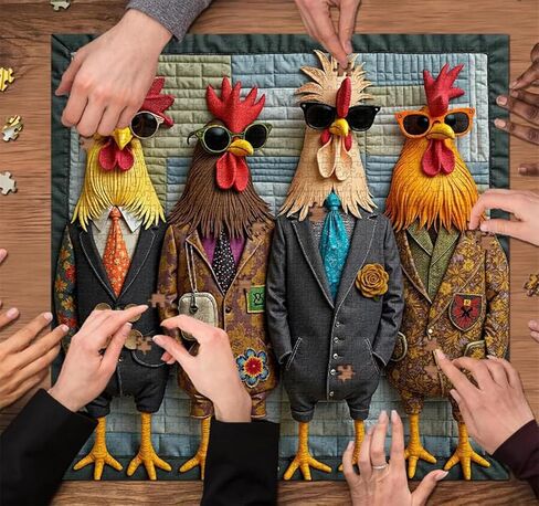 Runway Roosters Jigsaw Puzzle 1000 Pieces for Adults, Fashionable Rooster Art Puzzle, Challenging Difficult Animal Puzzles, Unique Gift for Puzzles Enthusiasts & Art Lovers in Saudi Arabia