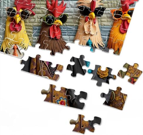 Runway Roosters Jigsaw Puzzle 1000 Pieces for Adults, Fashionable Rooster Art Puzzle, Challenging Difficult Animal Puzzles, Unique Gift for Puzzles Enthusiasts & Art Lovers in Saudi Arabia