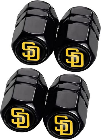 4Pcs Metal Car Tire Valve Stem Caps for LA Dodgers Baseball Fans, Universal Dust Caps for Wheels, Dodgers Auto Tire Valve Covers for Baseball Car Stuffs, Black in Saudi Arabia