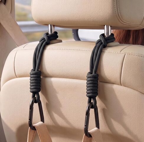 360° Rotating Car Seat Headrest Hooks, Universal Car Organizer Hooks for Bags and Groceries, Black 2pc in Saudi Arabia