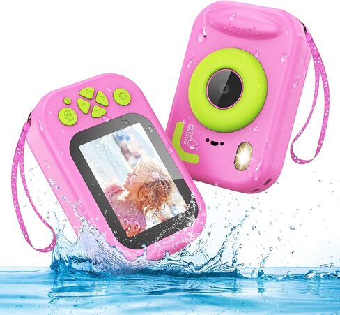 Kids Waterproof Camera, 1080P HD Underwater Digital Camera for Kids Aged 3-12, IP68 Swimming & Snorkeling Toy, ABS Plastic, 32GB Card, Birthday Gift for Children Boys Girls, Pink in Saudi Arabia