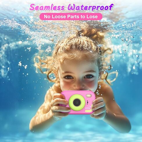 Kids Waterproof Camera, 1080P HD Underwater Digital Camera for Kids Aged 3-12, IP68 Swimming & Snorkeling Toy, ABS Plastic, 32GB Card, Birthday Gift for Children Boys Girls, Pink in Saudi Arabia